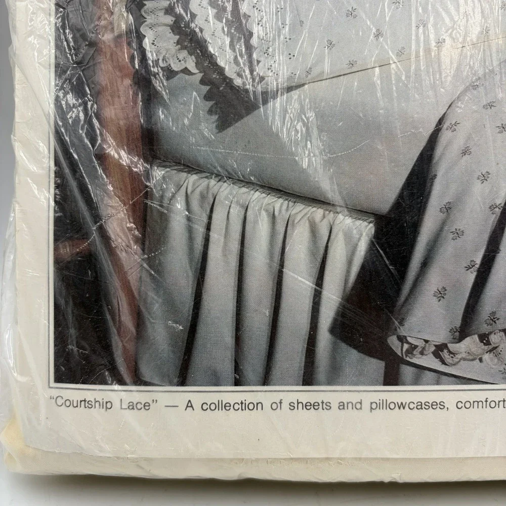 Vtg St Marys Luxury Percale Courtship Lace Double Set Sheet 4 Pc Floral Design
